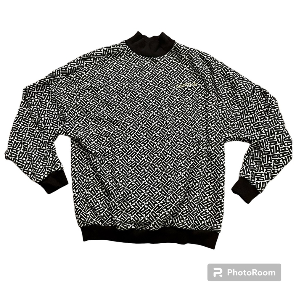 Adidas Graphic Printed Crewneck High Neck Pull Over Sweatshirt XS Black White